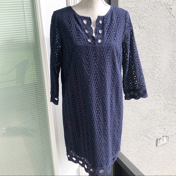 crown & ivy Dresses & Skirts - Crown & Ivy | Women’s Navy Eyelet Dress Size 8